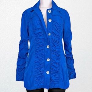 SOLO Moda Ruched Bomber Jacket Sapphire Blue SZ 6